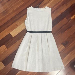 White Brocade A-Line Dress